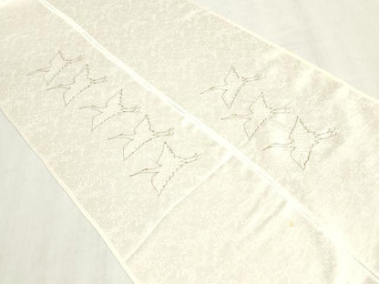 平和屋着物▼長襦袢　解き反物　着尺　飛鶴文　金彩　逸品　DABJ4860zy