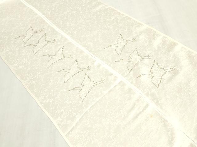 平和屋着物▼長襦袢　解き反物　着尺　飛鶴文　金彩　逸品　DABJ4860zy