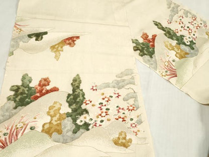 平和屋着物▼付下げ　解き反物　着尺　風景文　暈し染め　金彩　逸品　DABJ4862zy