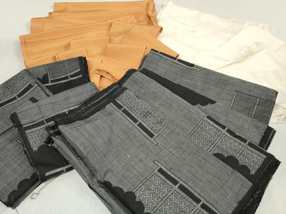平和屋着物▼本場大島紬　解き反物　着尺　9マルキ　垣根　裁断済み　八掛・胴裏付き　逸品　DABJ4865zy