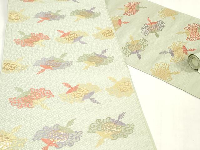 平和屋着物▼西陣　竹本正典謹製　名古屋帯　帯反物　唐織　鳳凰唐草文　金糸　証紙付き　逸品　未使用　DABJ4876zy