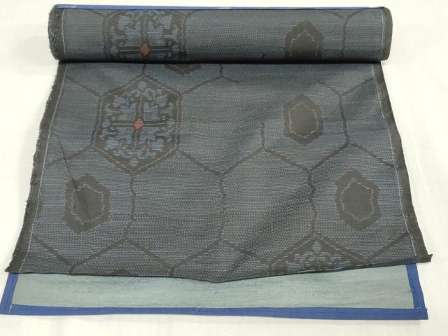 平和屋着物▼本場大島紬　反物　着尺　亀甲花文　逸品　未使用　DABJ4883zy