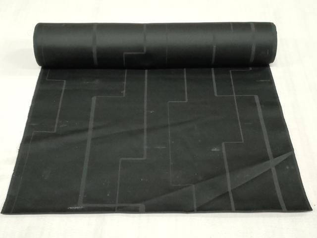 平和屋着物▼羽織・雨コート　黒生地　反物　羽尺　幾何学文　逸品　未使用　DABJ4896zy