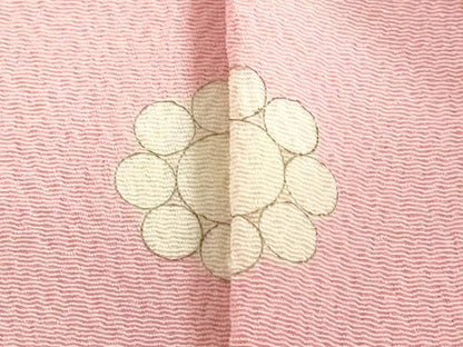 平和屋着物▼色無地　解き反物　着尺　鴇色　鬼しぼ縮緬　逸品　DABJ4904zy