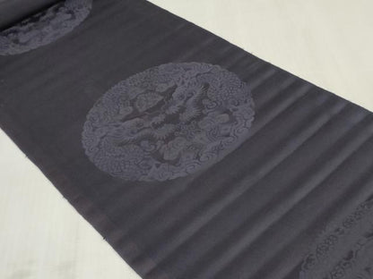 平和屋着物▼袋帯　帯反物　団龍地紋　紫黒色　逸品　DABJ4919zy