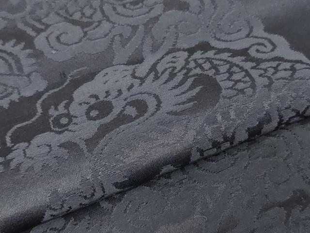 平和屋着物▼袋帯　帯反物　団龍地紋　紫黒色　逸品　DABJ4919zy