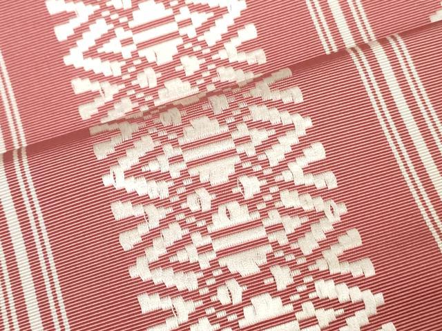 平和屋着物▼本場筑前博多織　名古屋帯　帯反物　献上　証紙付き　逸品　未使用　DABJ4924zy