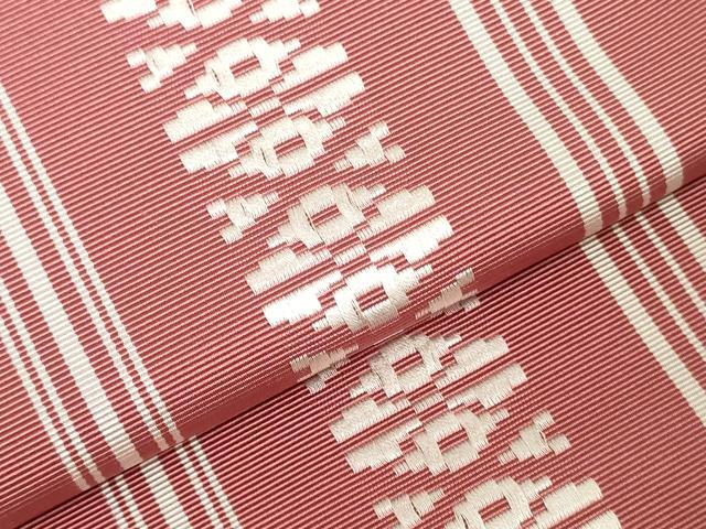 平和屋着物▼本場筑前博多織　名古屋帯　帯反物　献上　証紙付き　逸品　未使用　DABJ4924zy