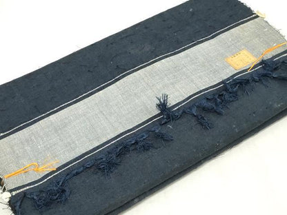 平和屋着物▼男性　紬　反物　着尺　アンサンブル　羽織：髭紬　紺青色　キングサイズ　逸品　未使用　DABJ4939zy