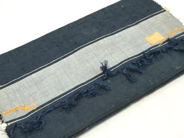 平和屋着物▼男性　紬　反物　着尺　アンサンブル　羽織：髭紬　紺青色　キングサイズ　逸品　未使用　DABJ4939zy