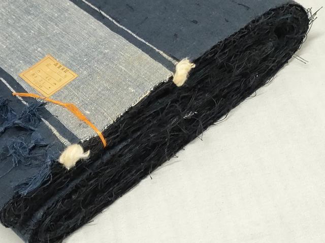 平和屋着物▼男性　紬　反物　着尺　アンサンブル　羽織：髭紬　紺青色　キングサイズ　逸品　未使用　DABJ4939zy