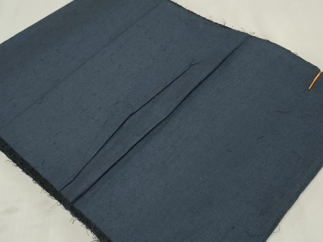 平和屋着物▼男性　紬　反物　着尺　アンサンブル　羽織：髭紬　紺青色　キングサイズ　逸品　未使用　DABJ4939zy