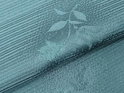 平和屋着物▼色無地　解き反物　着尺　舞花地紋　花浅葱色　八掛付き　逸品　DABJ4958zy