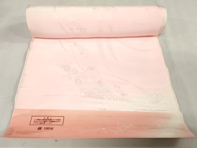 平和屋着物▼長襦袢　反物　着尺　絞り　扇面草花地紋　暈し染め　逸品　未使用　DABJ4960zy