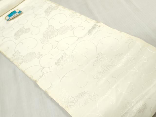 平和屋着物▼長襦袢　反物　着尺　菊唐草地紋　生成り色　未使用　DABJ4976zy