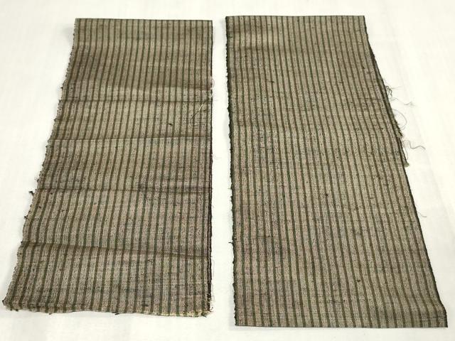 平和屋着物▼紬　解き反物　着尺　縞　裁断済み　逸品　DABJ4991zy