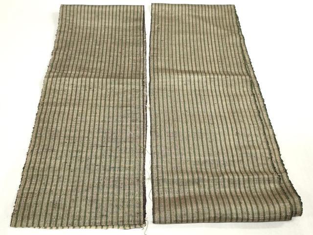 平和屋着物▼紬　解き反物　着尺　縞　裁断済み　逸品　DABJ4991zy