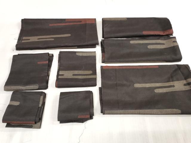 平和屋着物▼紬　解き反物　着尺　エ霞文　裁断済み　八掛・胴裏付き　逸品　DABJ4993zy
