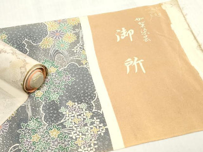 平和屋着物▼柄見本　反物　加賀染芸　東京染　型染め　御所　リメイク生地　材料　逸品　未使用　DABJ4997zy