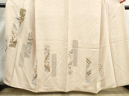平和屋着物■色留訪問着　駒刺繍　短冊扇面花文　金彩　正絹　逸品　DABJ5002qa