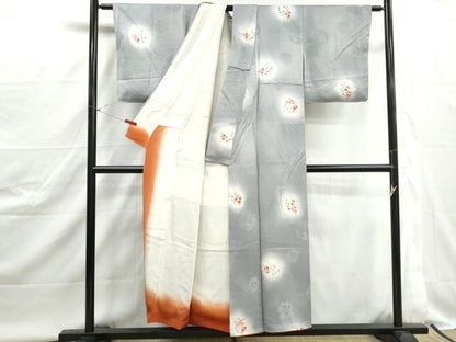 平和屋着物■上質な小紋　枝花文　暈し染め　正絹　逸品　DABJ5004qa