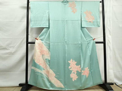 平和屋着物■訪問着　流水花文　牡丹　正絹　逸品　DABJ5012qa