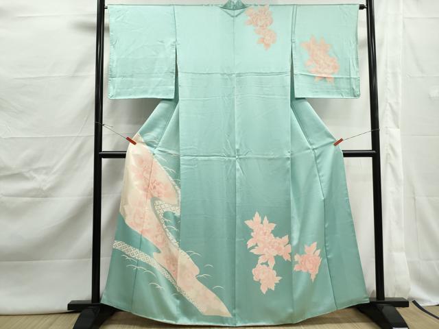 平和屋着物■訪問着　流水花文　牡丹　正絹　逸品　DABJ5012qa
