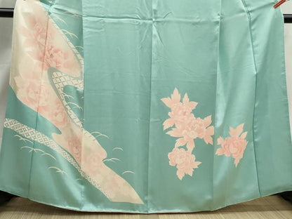 平和屋着物■訪問着　流水花文　牡丹　正絹　逸品　DABJ5012qa