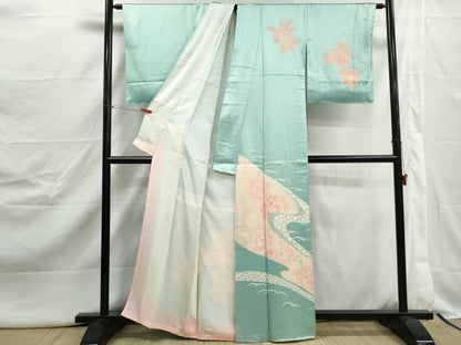 平和屋着物■訪問着　流水花文　牡丹　正絹　逸品　DABJ5012qa