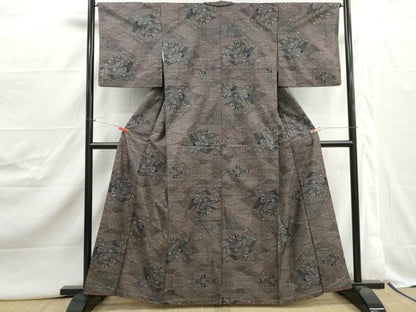 平和屋着物■本場大島紬　9マルキ　鴛鴦花文　正絹　逸品　DABJ5013qa