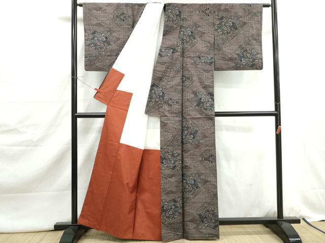 平和屋着物■本場大島紬　9マルキ　鴛鴦花文　正絹　逸品　DABJ5013qa