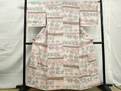 平和屋着物■上質な小紋　横段花文　正絹　逸品　DABJ5021qa