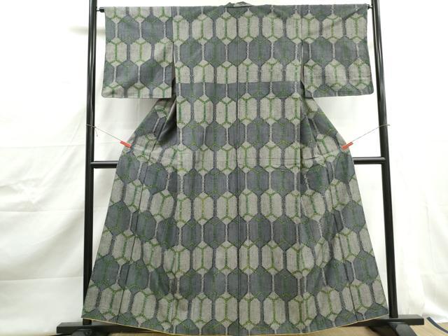 平和屋着物■上質な紬　亀甲文　正絹　逸品　DABJ5022qa
