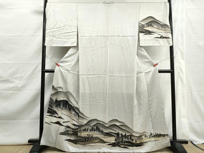 平和屋着物■訪問着　手描き　人物風景文　正絹　逸品　DABJ5023qa