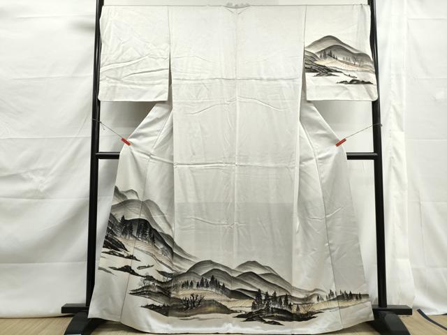 平和屋着物■訪問着　手描き　人物風景文　正絹　逸品　DABJ5023qa