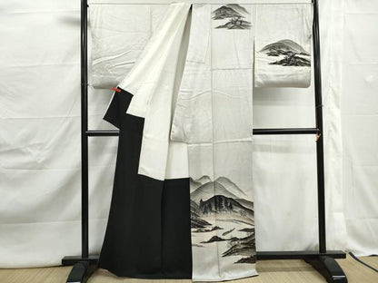 平和屋着物■訪問着　手描き　人物風景文　正絹　逸品　DABJ5023qa
