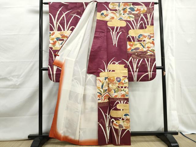 平和屋着物■豪華振袖　駒刺繍　エ霞花文　金彩　正絹　逸品　DABJ5026qa