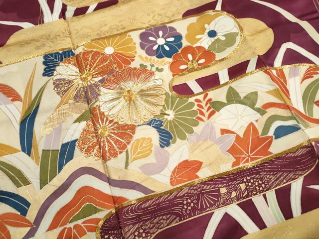平和屋着物■豪華振袖　駒刺繍　エ霞花文　金彩　正絹　逸品　DABJ5026qa
