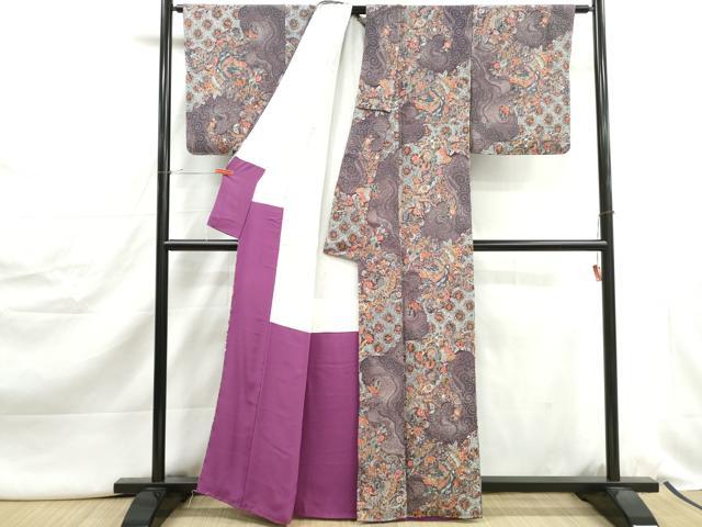 平和屋着物■上質な小紋　花鳥文　鬼しぼ縮緬　正絹　逸品　DABJ5027qa