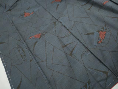 平和屋着物■本場大島紬　7マルキ　幾何学花文　正絹　逸品　未使用　DABJ5031qa