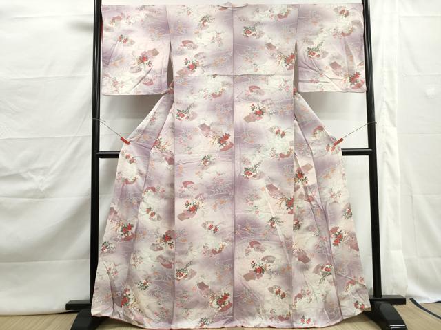 平和屋着物■上質な小紋　流水地紙花文　暈し染め　金彩　正絹　逸品　DABJ5036qa