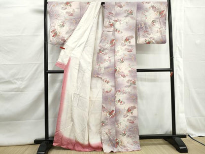 平和屋着物■上質な小紋　流水地紙花文　暈し染め　金彩　正絹　逸品　DABJ5036qa