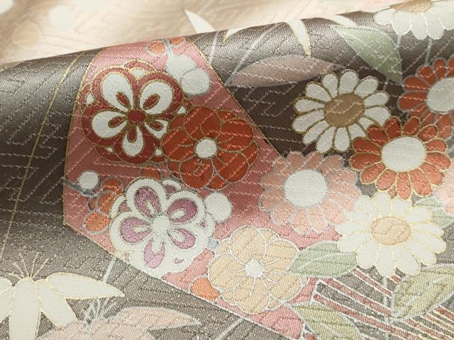 平和屋着物■訪問着　駒刺繍　扇面花文　暈し染め　金彩　反端付き　正絹　逸品　DABJ5038qa