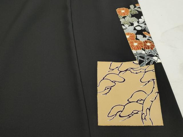 平和屋着物■豪華黒留袖　駒刺繍　破れ色紙飛鶴花文　金彩　正絹　逸品　DABJ5040qa