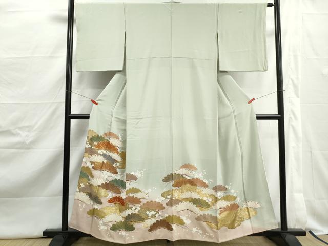 平和屋着物■豪華色留袖　駒刺繍　枝松花文　暈し染め　金彩　正絹　逸品　DABJ5046qa