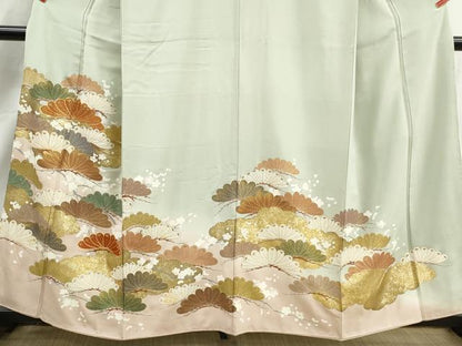 平和屋着物■豪華色留袖　駒刺繍　枝松花文　暈し染め　金彩　正絹　逸品　DABJ5046qa