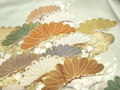 平和屋着物■豪華色留袖　駒刺繍　枝松花文　暈し染め　金彩　正絹　逸品　DABJ5046qa