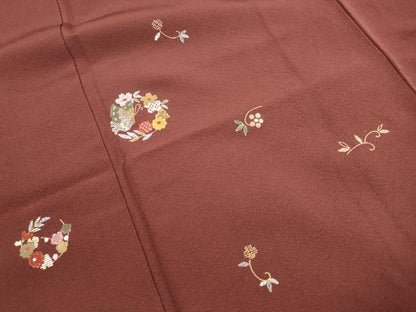 平和屋着物■訪問着　竹屋町刺繍　総刺繍　花蝶丸文　金糸　正絹　逸品　DABJ5050qa