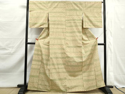 平和屋着物■上質な紬　横段幾何学文　正絹　逸品　DABJ5051qa