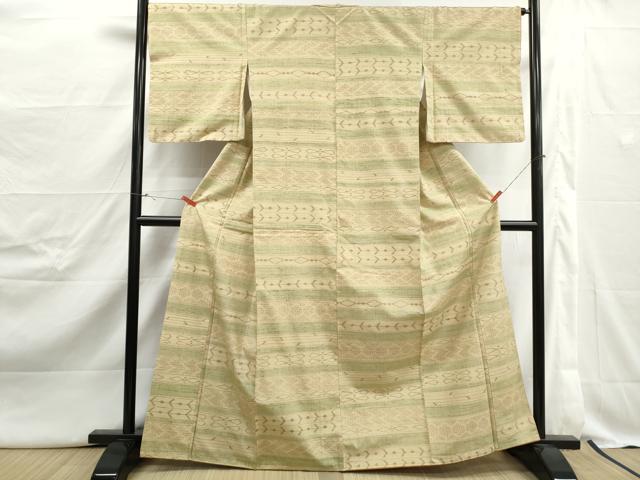 平和屋着物■上質な紬　横段幾何学文　正絹　逸品　DABJ5051qa